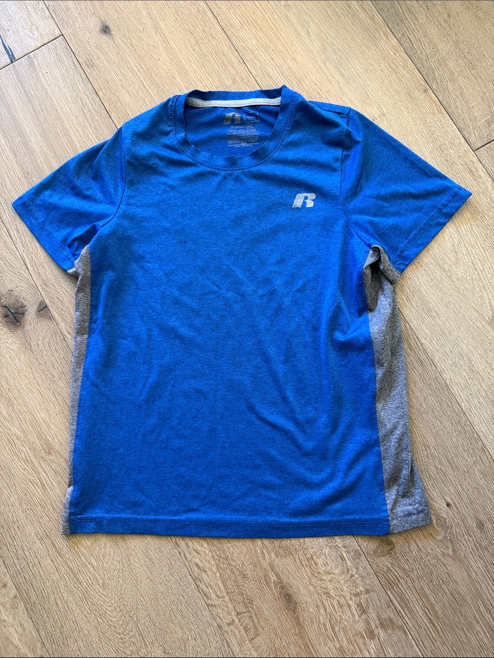 Russell Athletic Blue Crewneck Performance Tee with Gray Trim